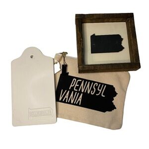 Bundle of Pennsylvania Keystone State Items Cheese Board Zipper Pouch Decor
